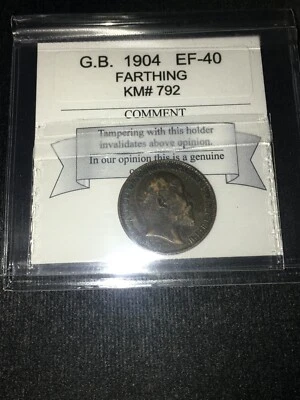 1904 Great Britain, Farthing,  Coin Mart Graded**EF-40** KM# 792 - Image 1 of 4