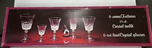Set of 6 Taille Stemmed Water/Wine Cristal d' Arques France 6" Height MIB - Picture 1 of 5
