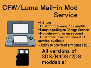 3DS Mail-In Custom Firmware Mod Service 3DS / 2DS (+ New 3DS/2DS Models)