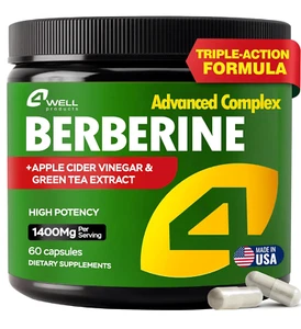 Premium Berberine HCL Extract 1400mg, Triple-Strength Blend with Apple Cider USA - Picture 1 of 9