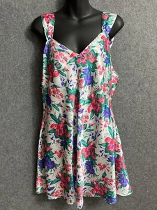Sleep Solutions Vintage Satin Floral Babydoll Nightgown Nightie Lingerie Large - Picture 1 of 4