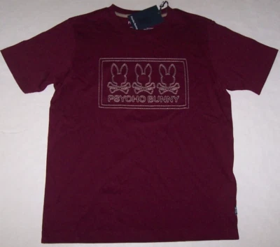 NWT Psycho Bunny Tacoma Crimson Pima Cotton TRIPLE BUNNY Tee Shirt Boys L 14/16 - Image 1 of 3