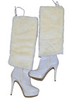 Colin Stuart Womens Cream Faux Fur Platform Stiletto Heeled Boot Size 6