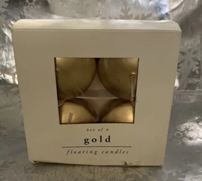 ❤️Pier 1 Imports Box Of 4 Floating Candles Gold Wedding New In Box - Image 1 of 4