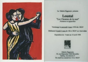 LOUSTAL LES CHEMINS DE LA NUIT INVITATION EXPOSITION ZIGGOURAT 1998 DANS CALQUE - Picture 1 of 1