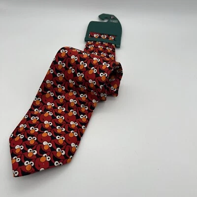 Corbata de cuello de poliéster Sesame Street negra roja Elmo Foto 1 de 4