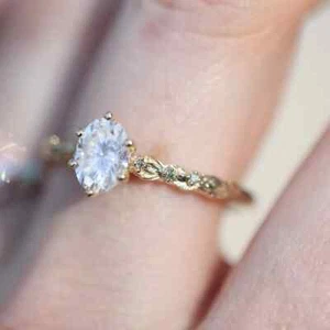 IGI Certified Lab Grown Oval Cut Diamond Engagement Ring 14k Yellow Gold 1.10Ct - Picture 1 of 8