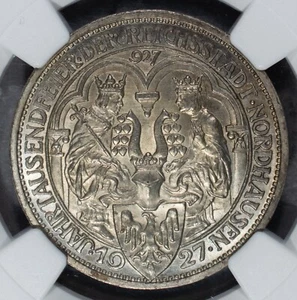 1927 A Germany AR 3 Mark Nordhausen NGC Certified MS65 Ancient Coins 10% OFF - Picture 1 of 4