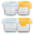 4 Mini Glass Food Containers with Airtight Lids - Leakproof & Microwave Safe-EM