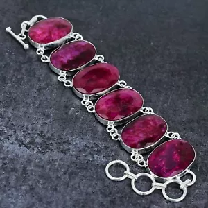 Kashmir Ruby Gemstone 925 Sterling Silver Bracelet 7-8 Gift E695 - Picture 1 of 8