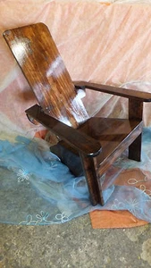 SILLA AVIADOR, xl, barnizada, respaldo inclinado. Madera maciza. Aviator Chair - Imagen 1 de 7