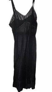 Vintage 50s Rogers Full Slip Nightgown Dessous Size 40 Avg Black Fit Flare - Bild 1 von 10