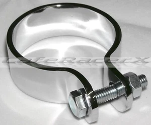 2" Exhaust Clamp 51mm Chrome Motorcycle Exhaust Muffler Clamp Universal 2 Inch - Picture 1 of 2