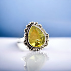 Ouro Verde Quartz Ring, 925 Solid Sterling Silver, Elegant Statement Jewelry