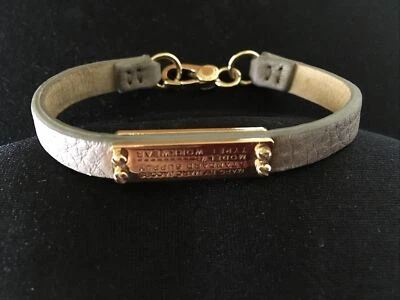Pulsera ID Marc By Marc Jacobs Cuero Marrón Claro y Tono Dorado 7" Foto 1 de 4