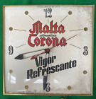 "Puerto Rico, Vintage, MALTA CORONA WERBUNG, hängende Wanduhr, 16""x16"