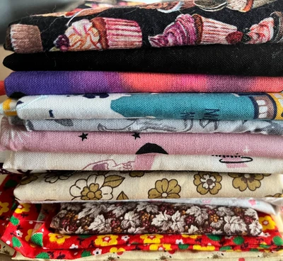 1.25 # Lot Fabric Remnants Floral Skulls Animals Some Vintage Cute Unique 15 PCS - Image 1 of 4