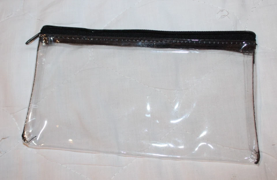 Clear Exam Pencil Case See Through Transparent Zip 21.2cm x 11cm Travel. - Image 1 of 1