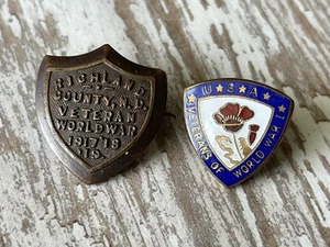 Sehr seltene WWI Highland County ND North Dakota Service Pin Sieg Bronze Veteran - Bild 1 von 3