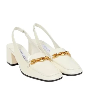 Jimmy Choo NIB Diamonte 45 Tilda Slingback Pumps in Latte Size 39.5 - Picture 1 of 11