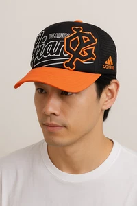 Yomiuri Giants Hat Adidas Snapback Trucker Cap Black Orange Japan Baseball - Picture 1 of 7
