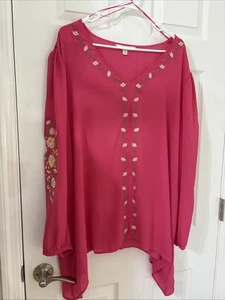 The Pioneer Woman Women’s Pink Embroidered Floral Top Size 2X NWT - Picture 1 of 4