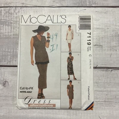 McCalls 7119 Sewing Pattern Dress Top Skirt Jacket V-Neck Miss Size 10-14 UNCUT - Image 1 of 4