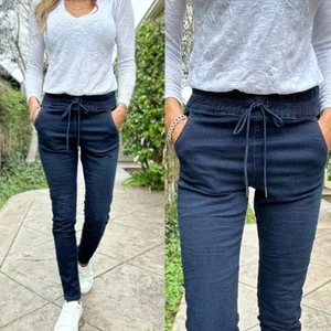 Bevy Flog Shely Denim Hose mit Kordelzug (Gr. 27) Slim Skinny dunkelblaue Waschung - Bild 1 von 14