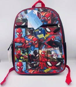 MARVEL Spider-Man 16"X12"x5" Backpack with Light Up Badge Black & Red E2-025 - Picture 1 of 11