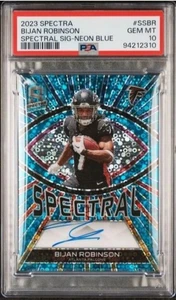 Bijan Robinson PSA10 Rookie Auto 2023 Panini Spectra Spectra Blu Neon /50 - Foto 1 di 4