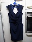 Lipsy Navy blue Bodycon Wiggle Dress 10 cutaway back Evening Occasion Party LBD