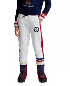 NWT Polo Ralph Lauren Little Girls Team USA White Fleece Jogger Pants Sz 5 - Picture 1 of 13