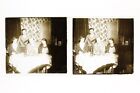 France Photo Family Inside Home n46L5-7 Plate Glass Stereo Vintage