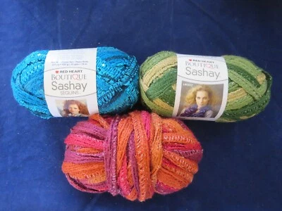 Lot of 3 Red Heart Boutique Sashay- Conga, Sequins, & Unknown Red/Orange - Image 1 of 4