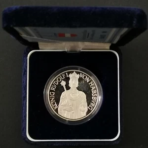 COFFRET 100 SCHILLING 1991 RUDOLF I. VON HASBURG ARGENT 900‰ 75000 Ex. AUTRICHE - Picture 1 of 6