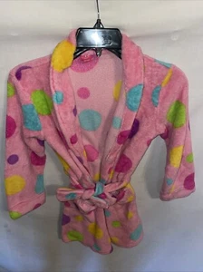 J. Khaki Girls Velour Robe Size M 7-8 Pink Polka Dot Cozy Comfort - Picture 1 of 12