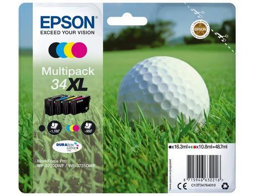 Epson 34XL Multipack 4 cartucce Bk/C/M/Y Originale C13T34794020 - Immagine 1 di 1