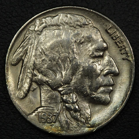 1937 D Three Legged 3 Legs Buffalo Nickel - Cleaned Cover