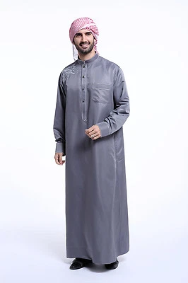 Bata de vestir larga musulmana Ramadán suelta saudí Kaftan Dishdasha Thoub Thobe para hombre Foto 1 de 4