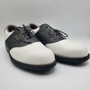 Footjoy Dryjoys 8m CLEAN Black White Golf Cleats Pebble Driver Sand Shoes Wedge - Picture 1 of 5