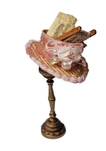 Susan Harmon Dollhouse Miniature Paris Hat & Stand Heirlooms by Susie M28 - Picture 1 of 7