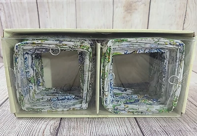 Pottery Barn аккордеон бумага фонарь абажур набор из 10 прямоугольный цветочный синий зеленый - Изображение 1 из 4