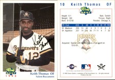 keith Thomas Signed 1992 Classic Best Salem Buccaneers Card Auto AU