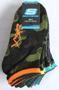 Skechers Boys Low Cut Socks Shoe Size 11-3.5 Camo Prints 6 Pair Youth - Picture 1 of 3
