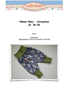 DIY Nähset mit Anleitung & Schnittmuster Babyhose Jerseyhose Gr. 56-92 Waldtiere