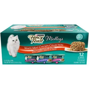 White Meat Chicken Wet Cat Food Medleys, Variety Pack, 3 oz Cans, 12 Pack - Picture 1 of 9