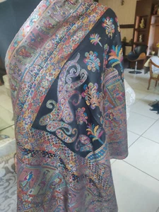 BLACK FINEST KANI JAMAVAR Pashmina woven shawl~ Silk Blend~ 16 DESIGNS CHOICE - Picture 1 of 5