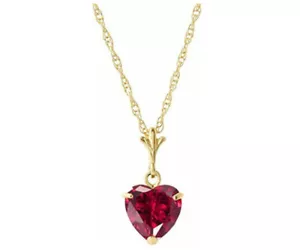 Collar Oro Sólido 14k En Forma de Corazón Rubí Galaxia Oro GG 1,45 Ct y Natural - Imagen 1 de 6