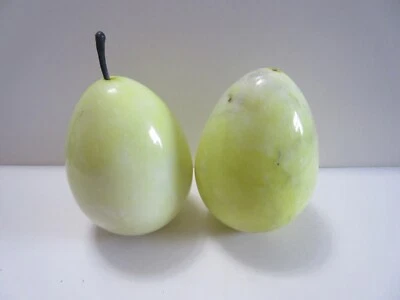 Vintage Yellow Pear Alabaster Carved Stone Fruit - Set of 2 ~ MCM - Image 1 of 4