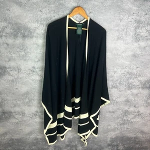 Cárdigan Lauren Ralph Lauren Negro Tejido Capa Envolvente S/M Mezcla de Lana Borde a Rayas El - Imagen 1 de 4